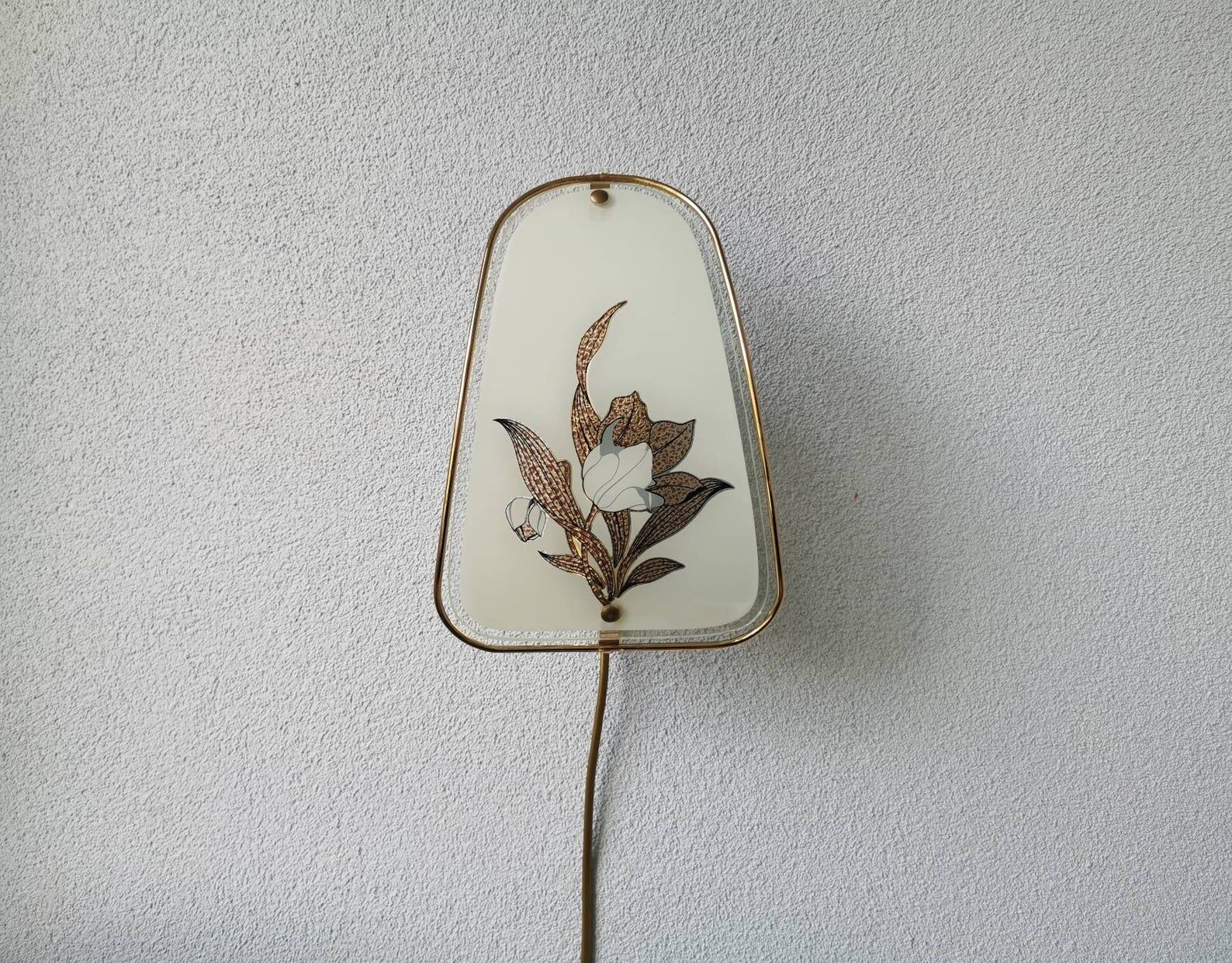 Vintage applique with 1980 glass lampshade