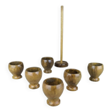Lot de six coquetiers en bois d'olivier