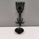 Vintage wall candle holder in wrought iron and hard pressed blue glass.