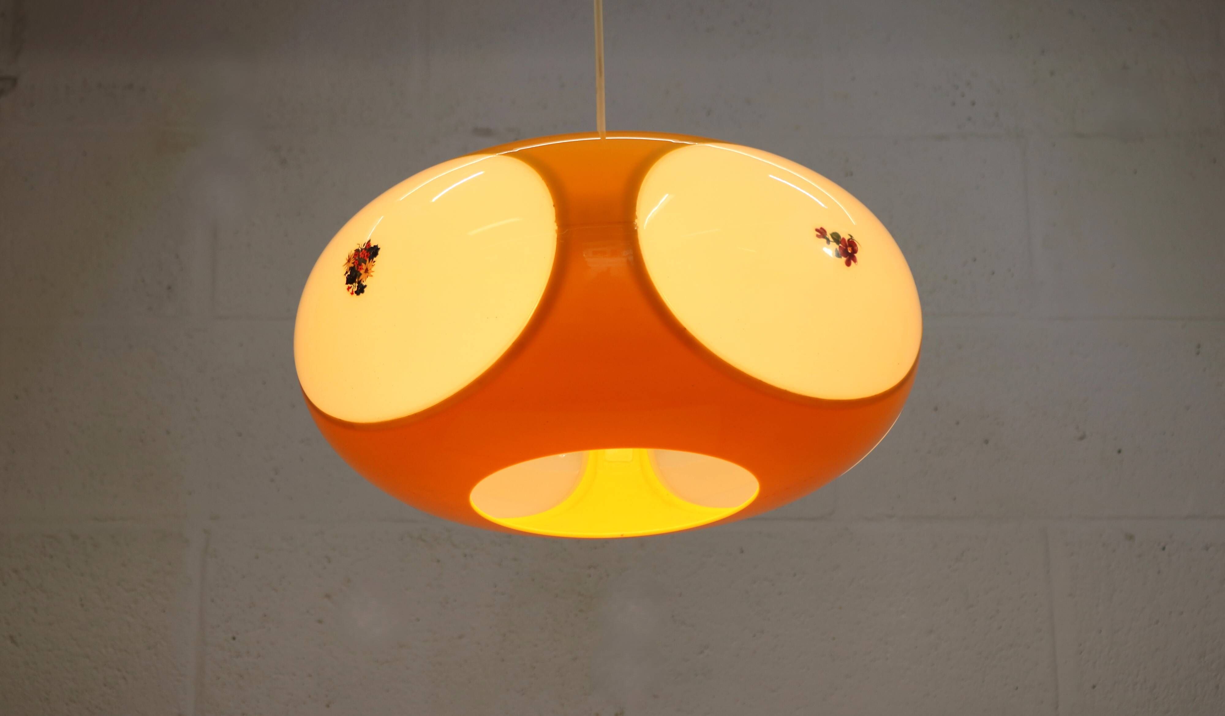Massive Belgium Bug Eye Space Age UFO Lamp, Yellow Mid-Century Modern Light