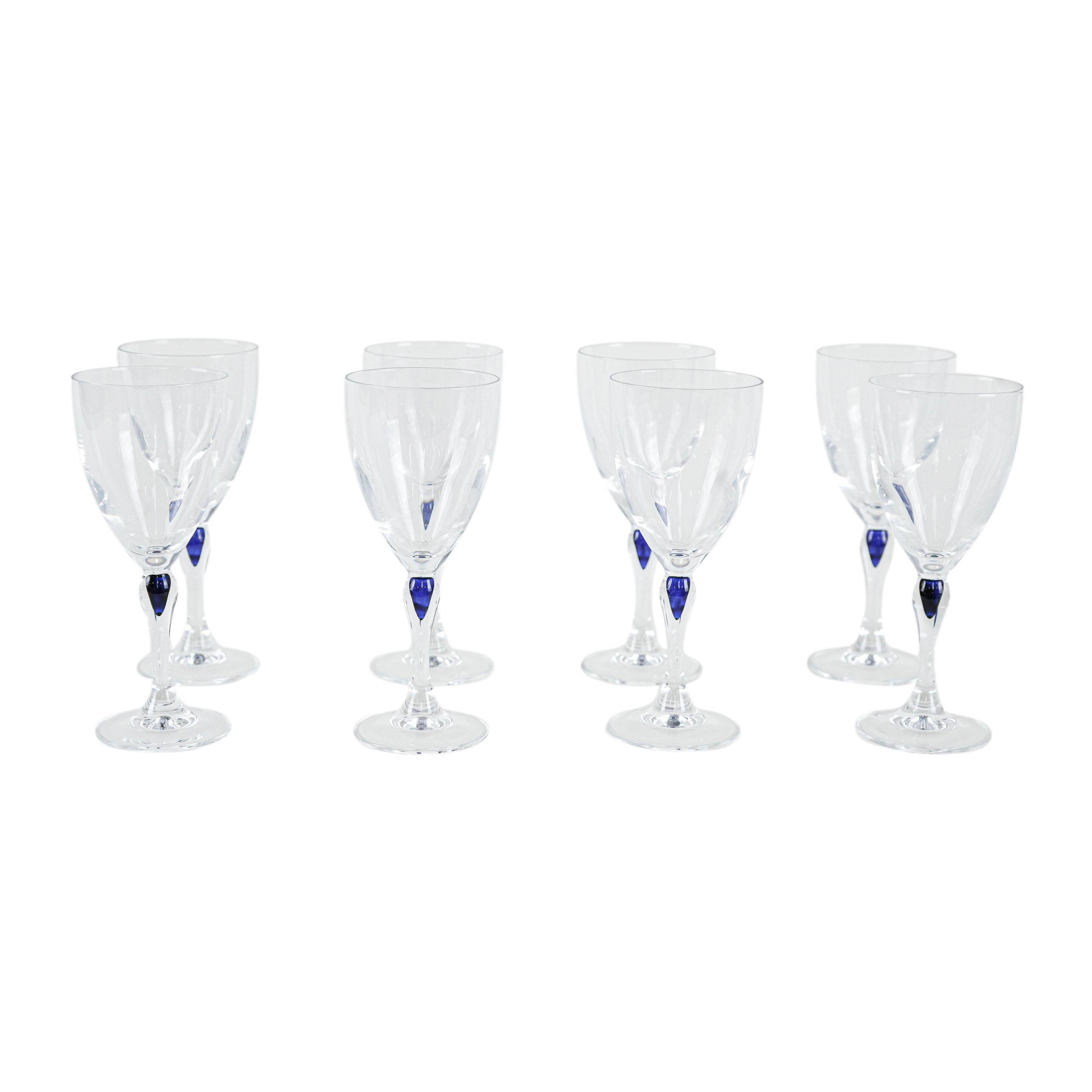 The set of Venise Saphir glasses, French design, 1970s, manufactured by Cri