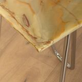 Unique desk from the 1970s with onyx marble top and stainless steel 'Grasshopper' legs