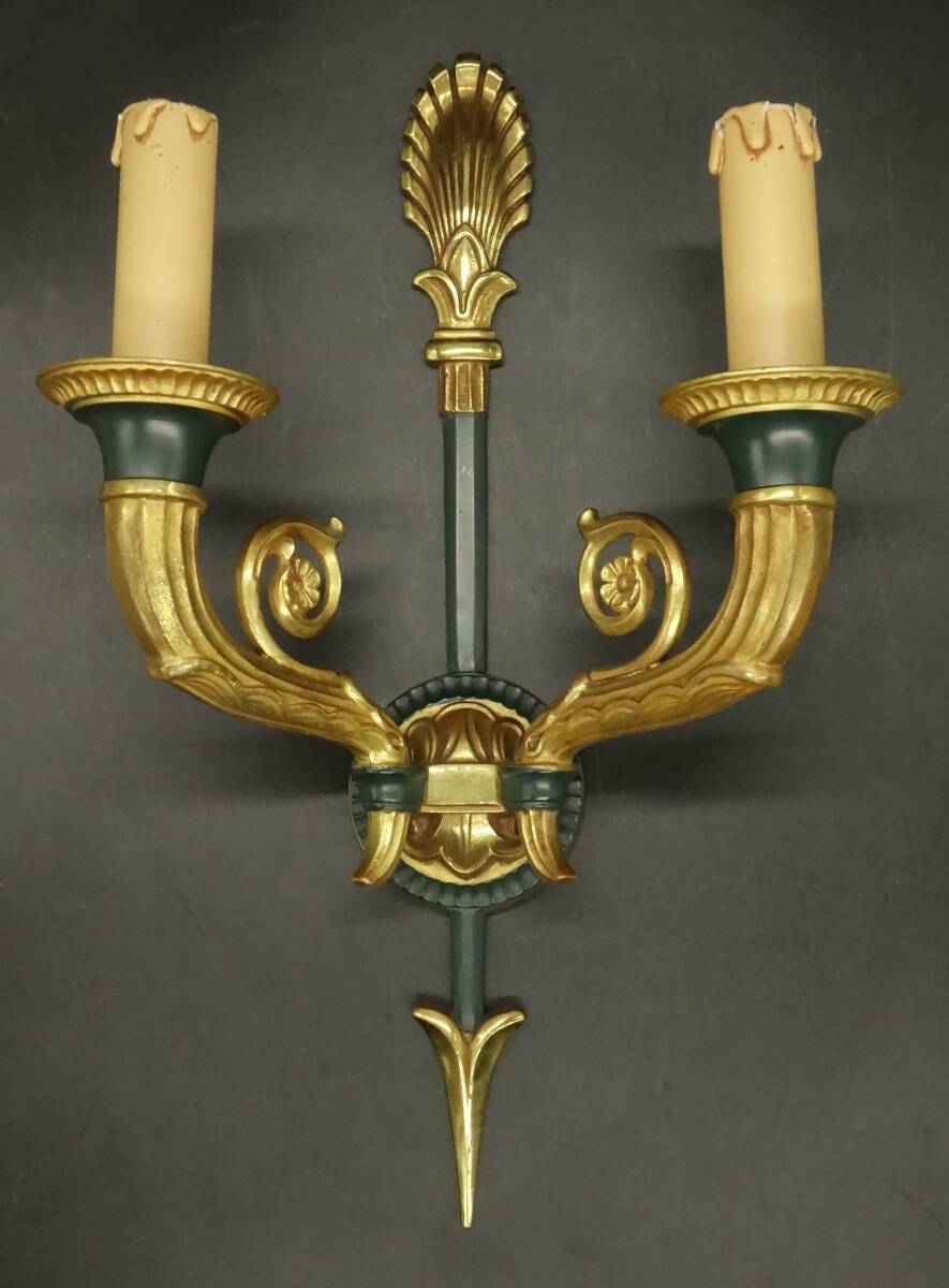 Pair of large Restoration style wall sconces from Lucien GAU - bronze