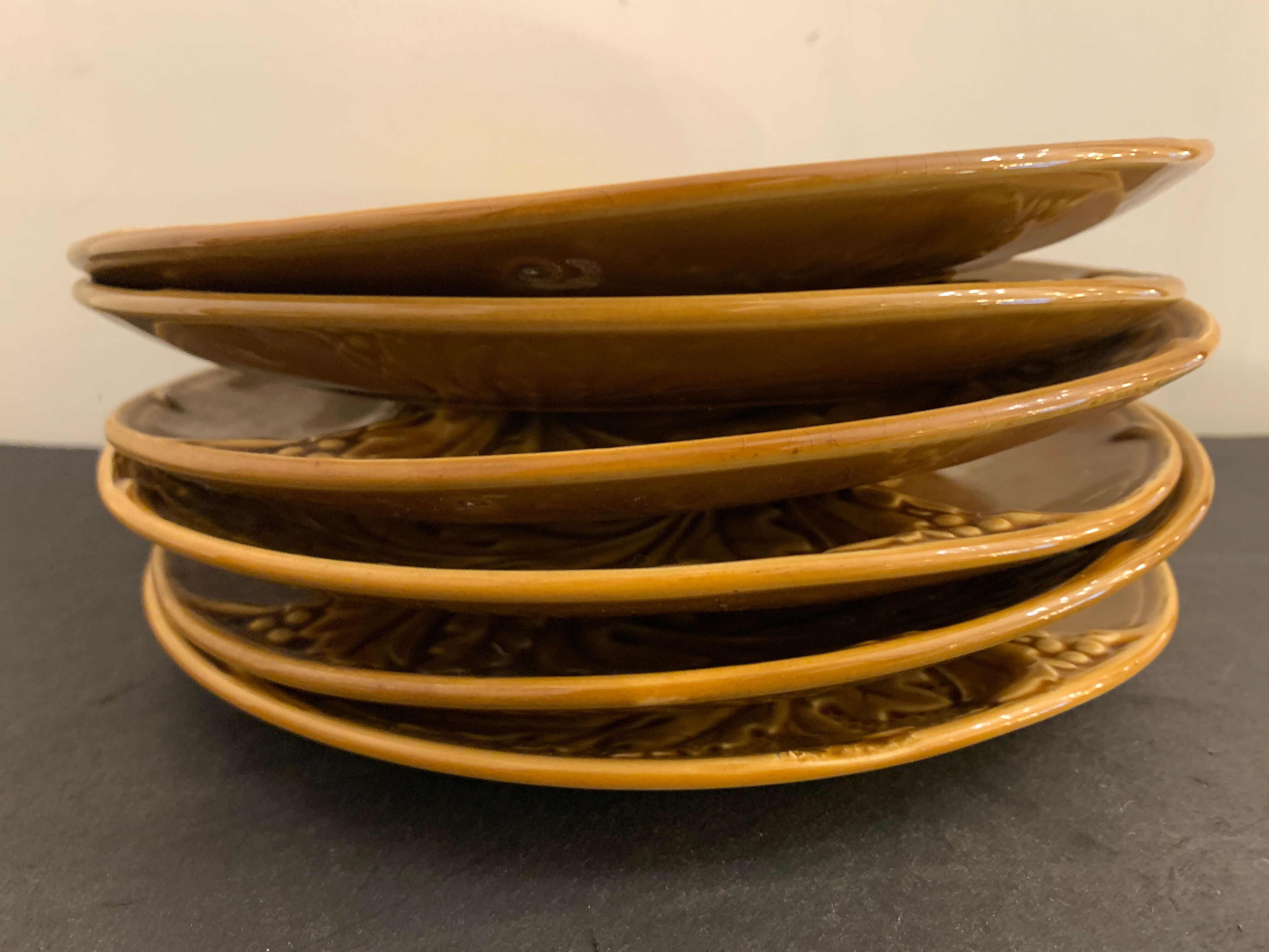 6 plates slurry for artichokes in Gien earthenware, 1960