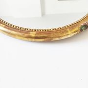 Golden wooden mirror with flowers 38 x 32 cm
