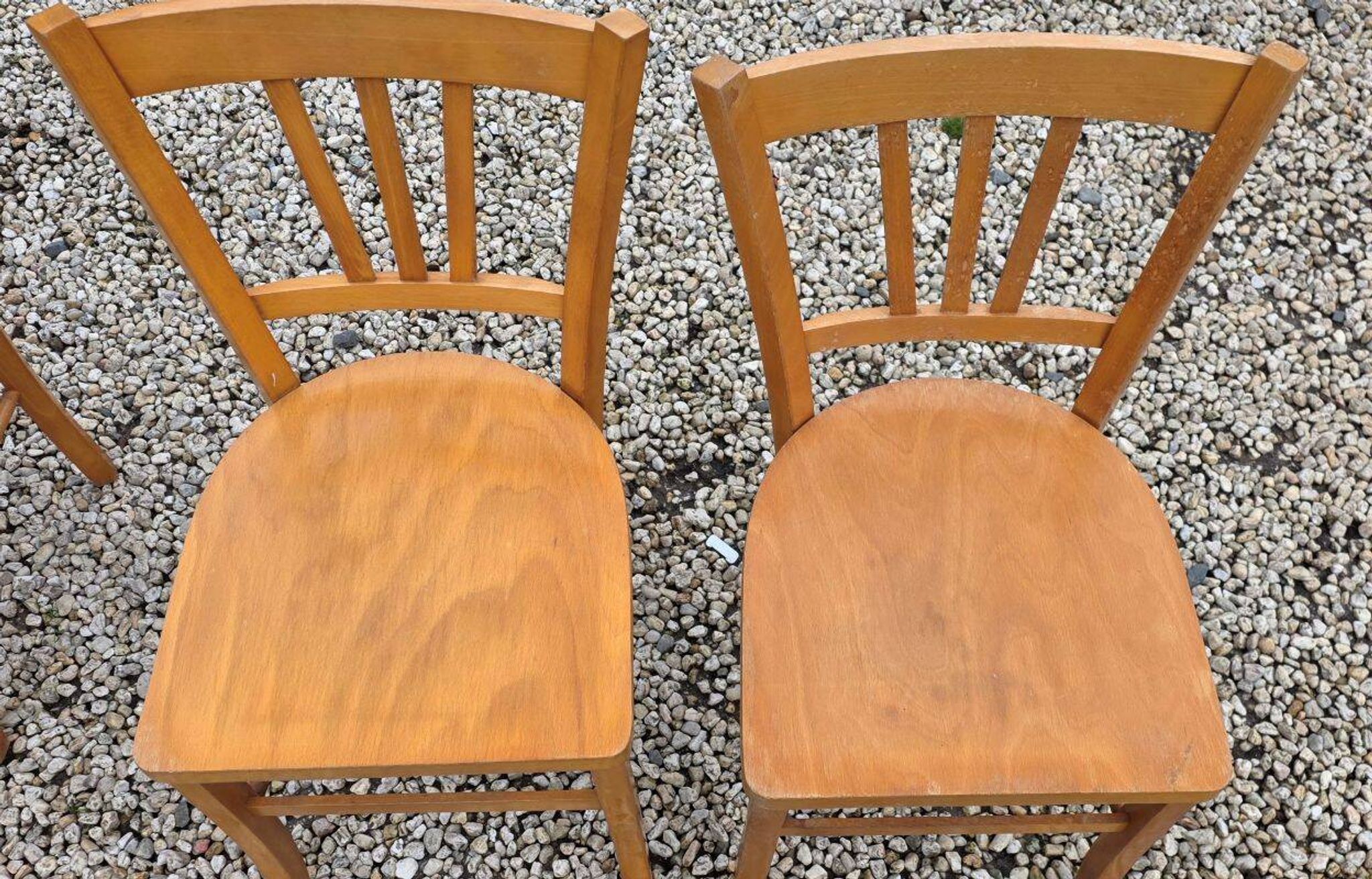 2 Bistro Chairs in Varnished Beech from the 1950s