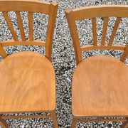 2 Bistro Chairs in Varnished Beech from the 1950s