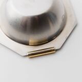 1980s vintage bowls, set of 8, stainless steel with gold handles.