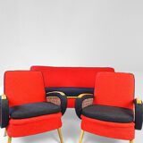 Vintage Rockabilly living room set, sofa bed and armchairs.