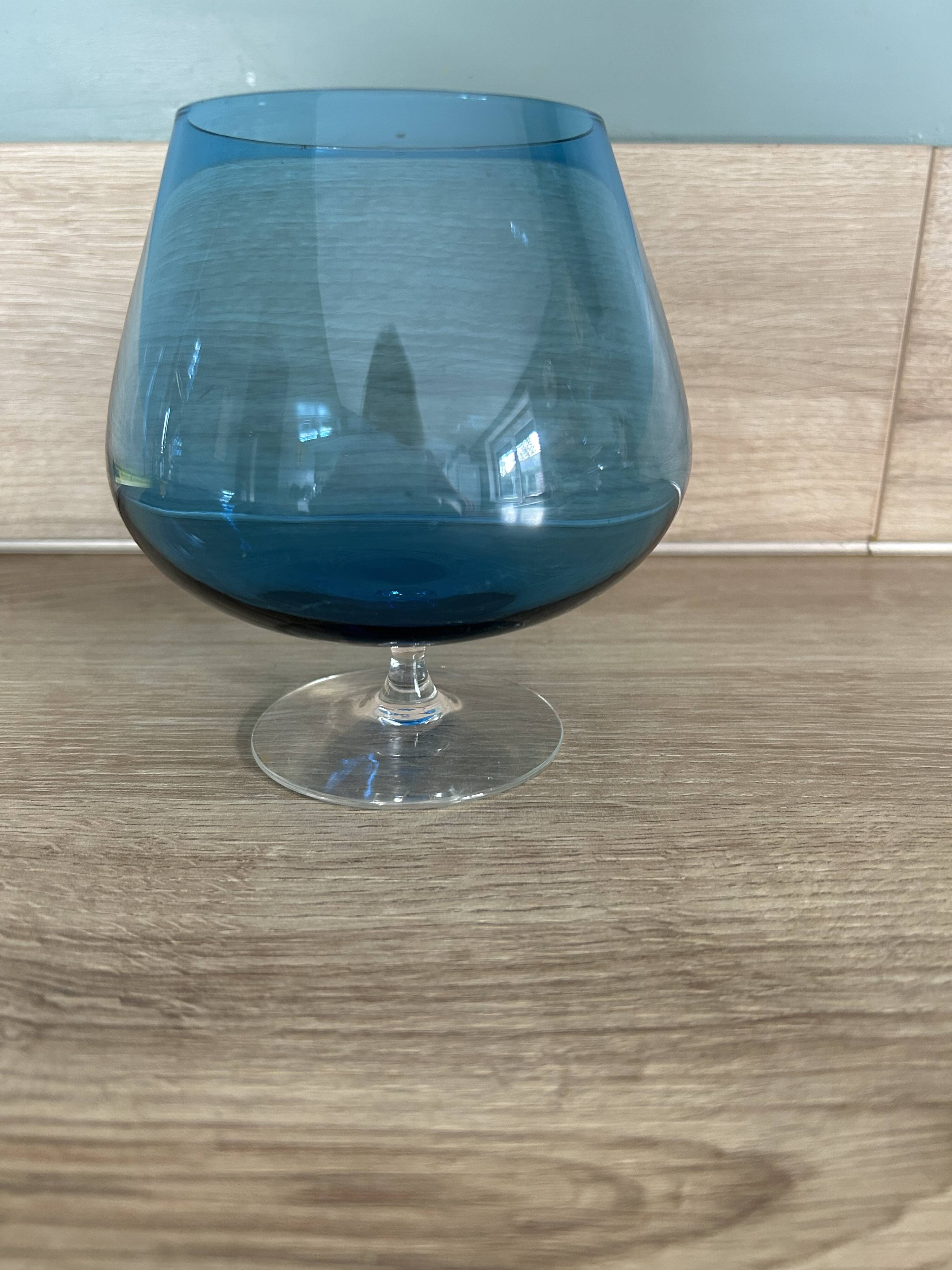 Vase verre bleu