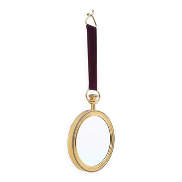 Miroir rond en laiton, années 1950