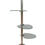 Art Deco chrome brass display 3 glass shelves