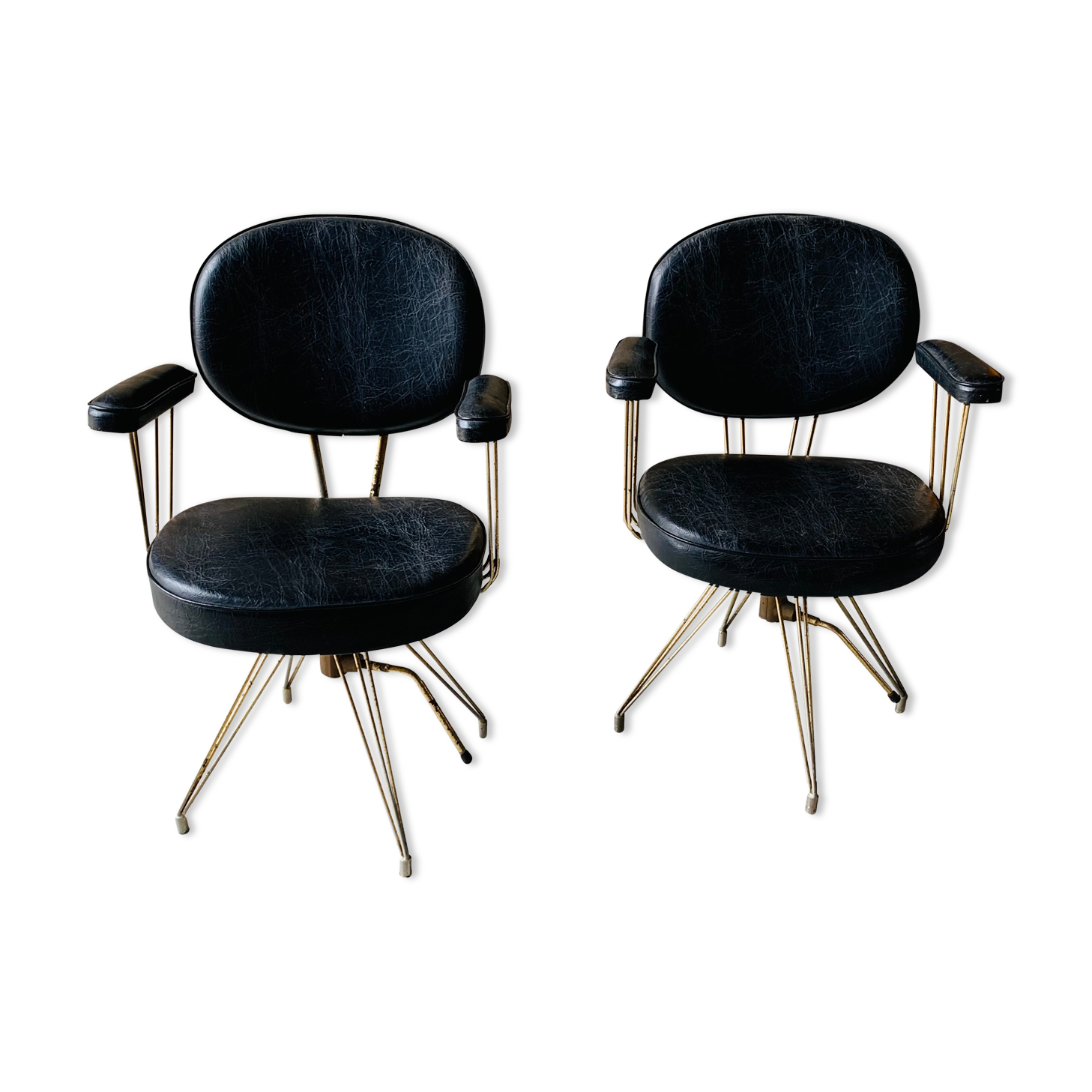 Set of 2 old hairdresser's chairs