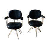 Set of 2 old hairdresser's chairs