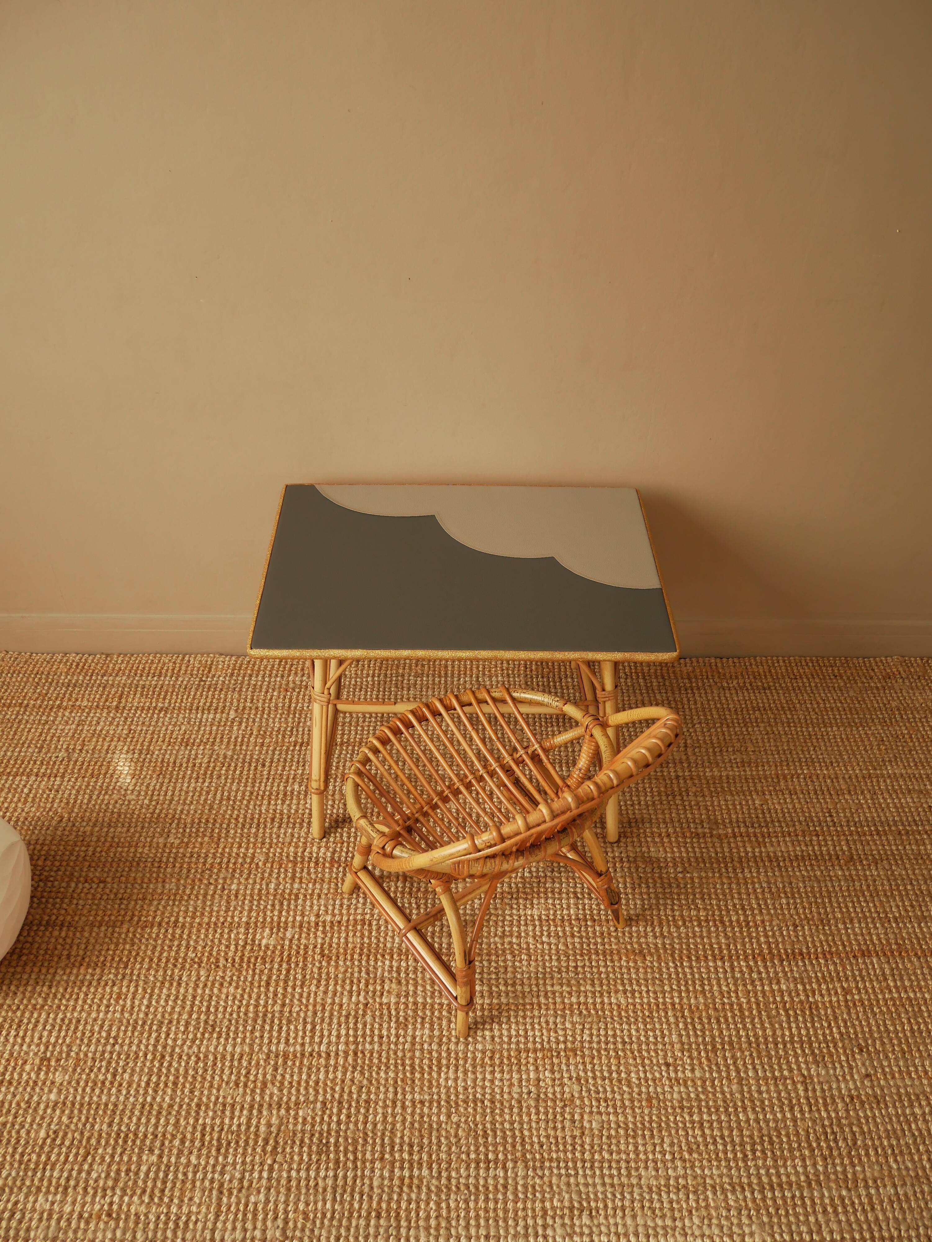 Rattan desk and chair set