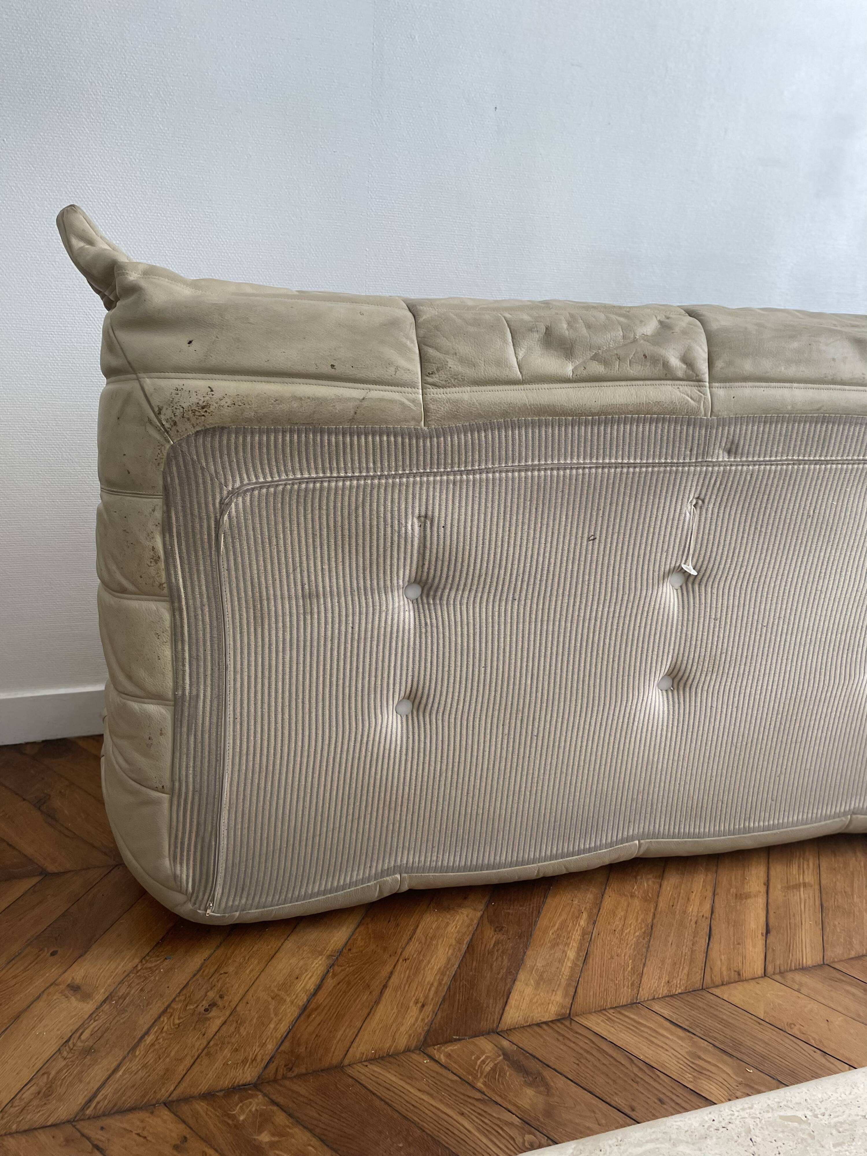 Sofa bench 3 places Togo by Michel Ducaroy edition Ligne Roset vintage