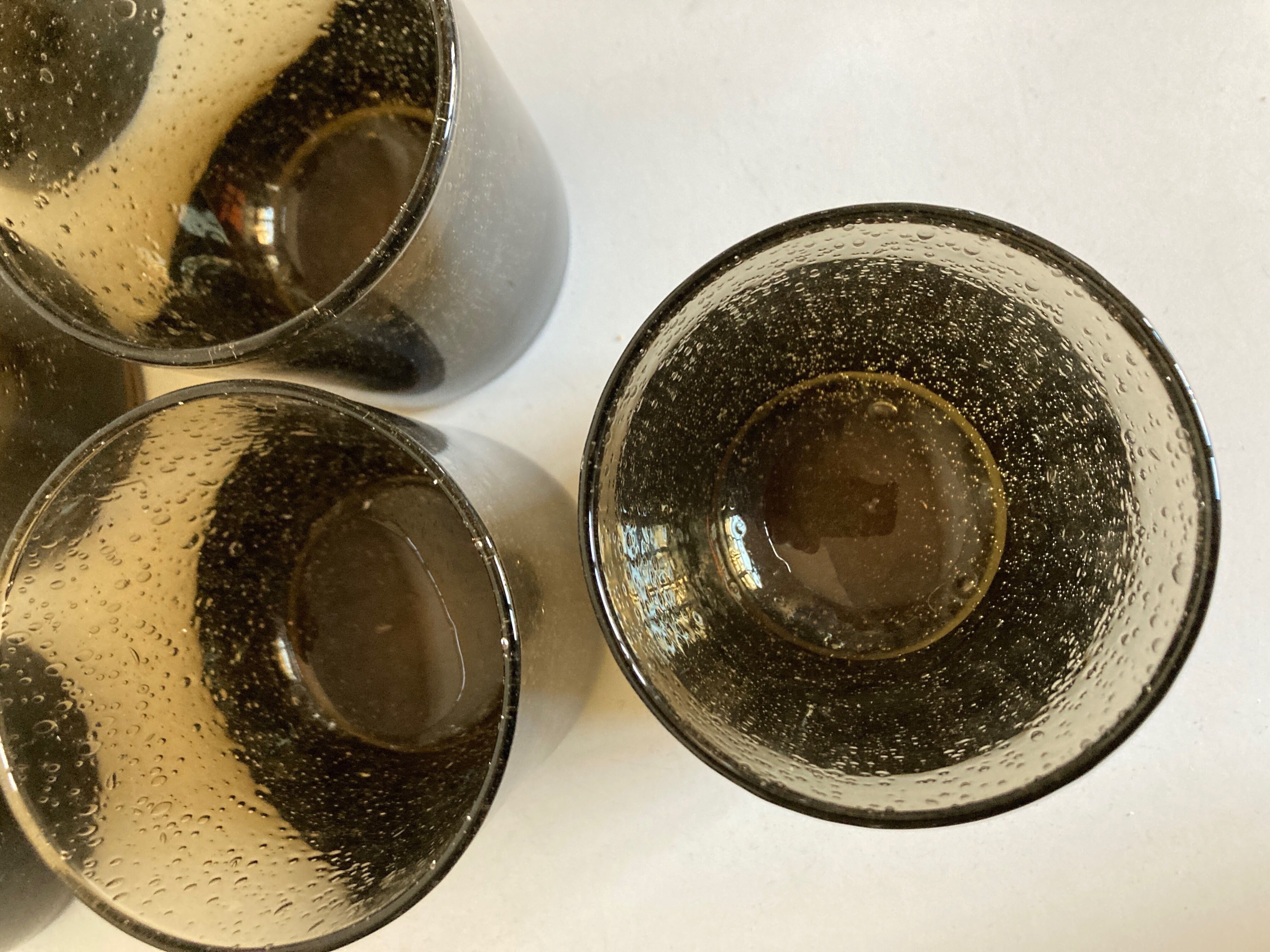 Set de 6 verres gobelets en verre bullé 1970