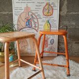 Pair of low metal stools industrial workshop - vintage