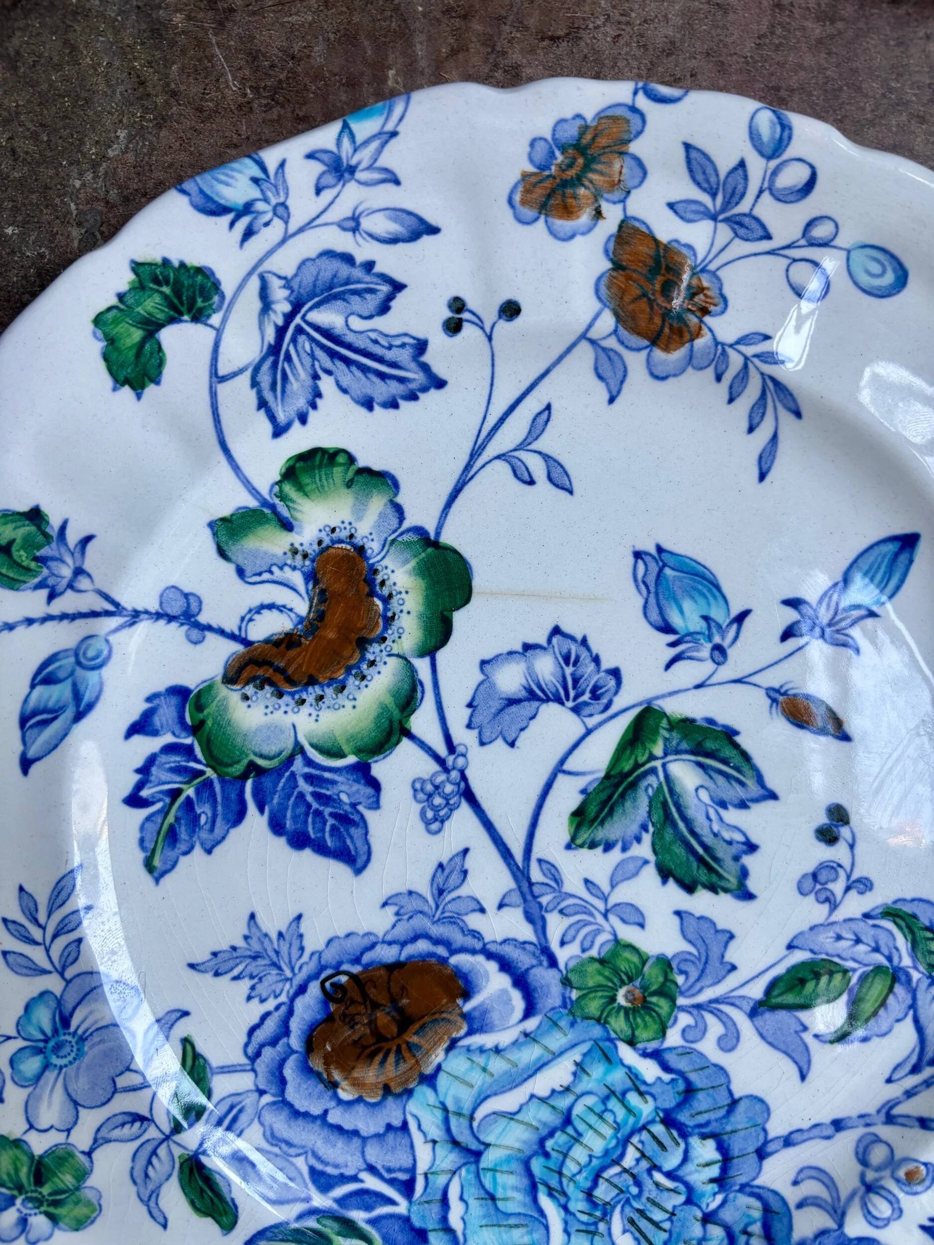 6 flat plates by Mason's in polychrome ironstone, "Belvedere" service - early 20th century