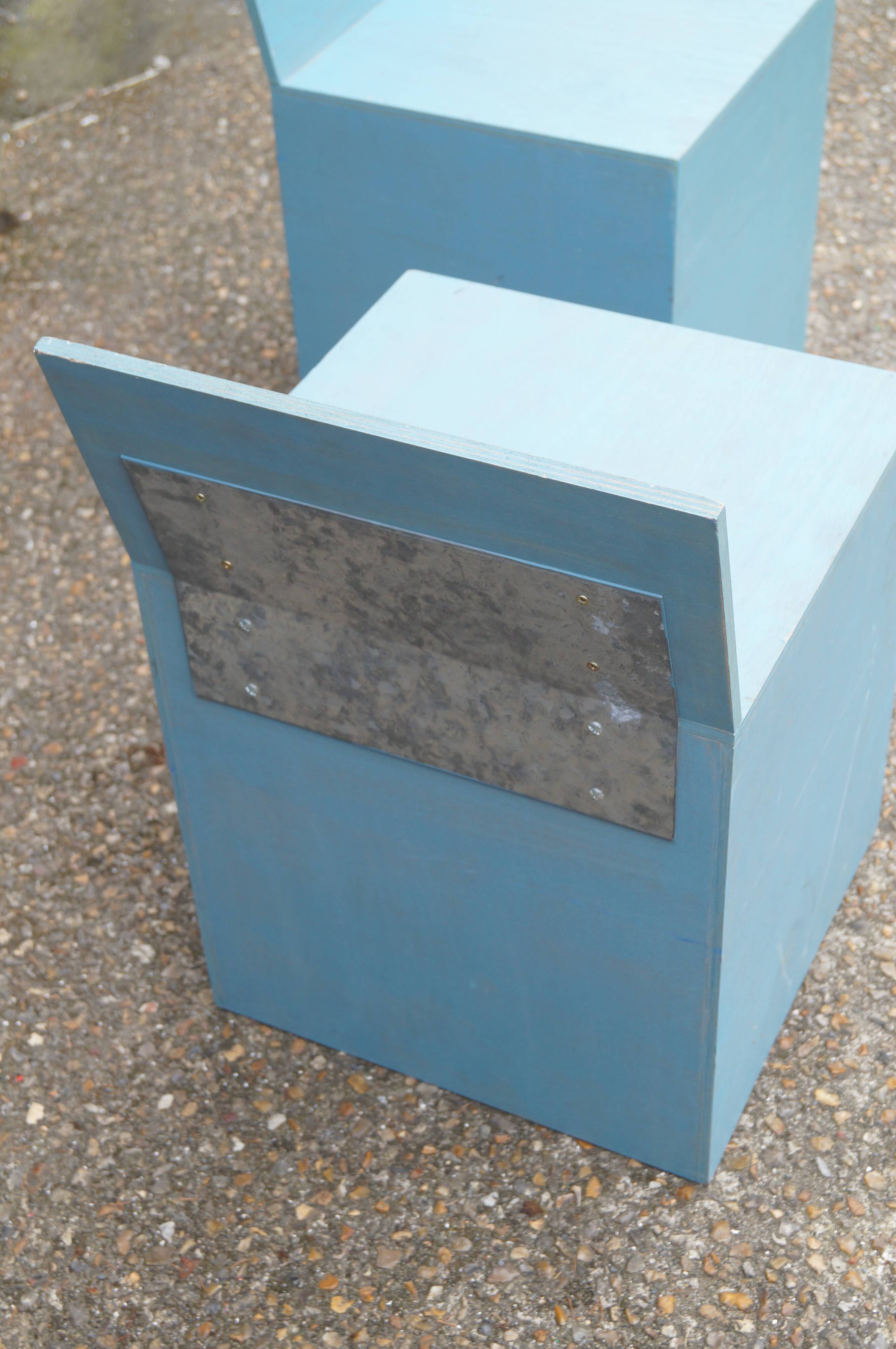 Pair of wooden armchairs design 1980