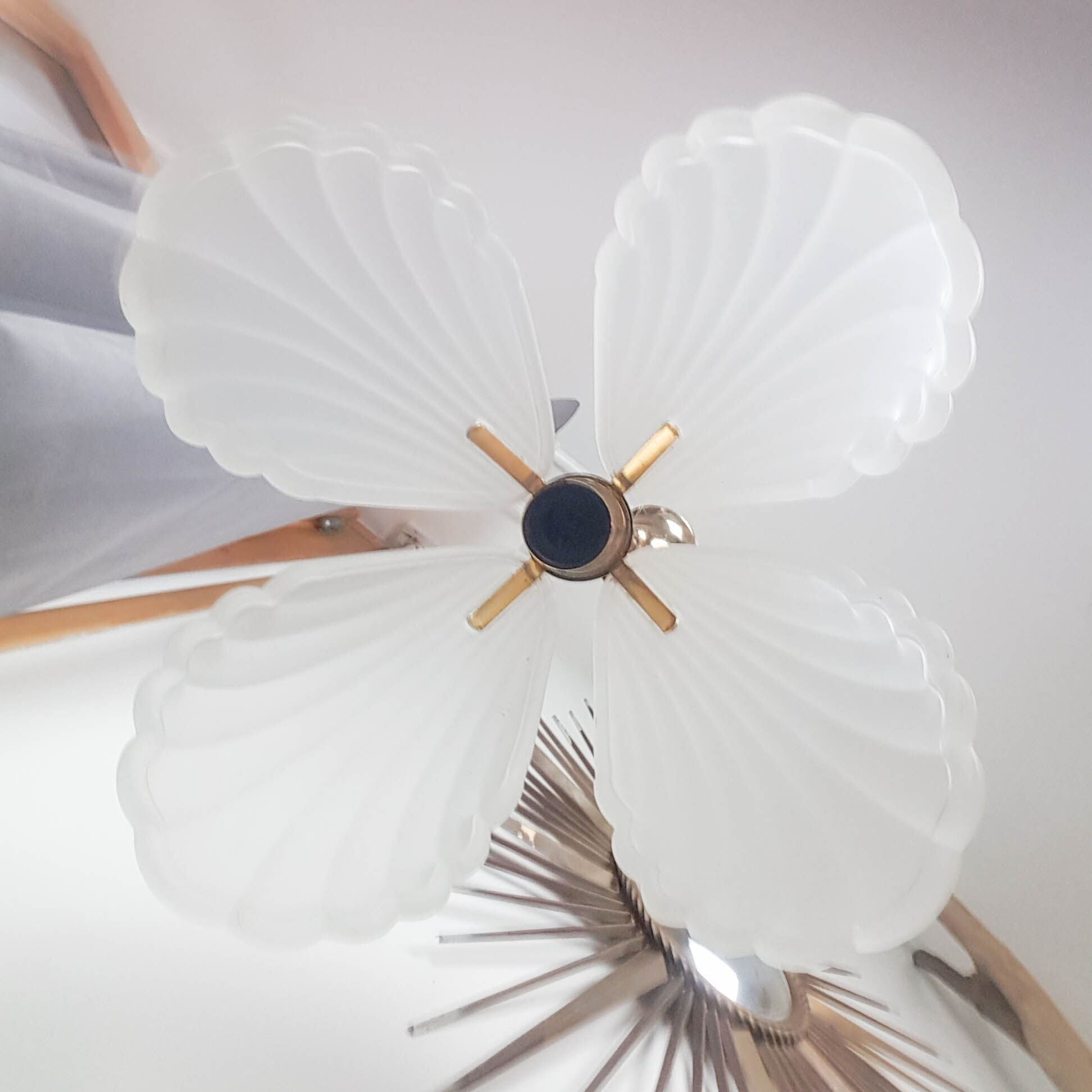 Vintage suspension 4 sheets frosted glass Art Deco