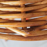 Bolster / pedestal table in tripod rattan 1960s-1970s