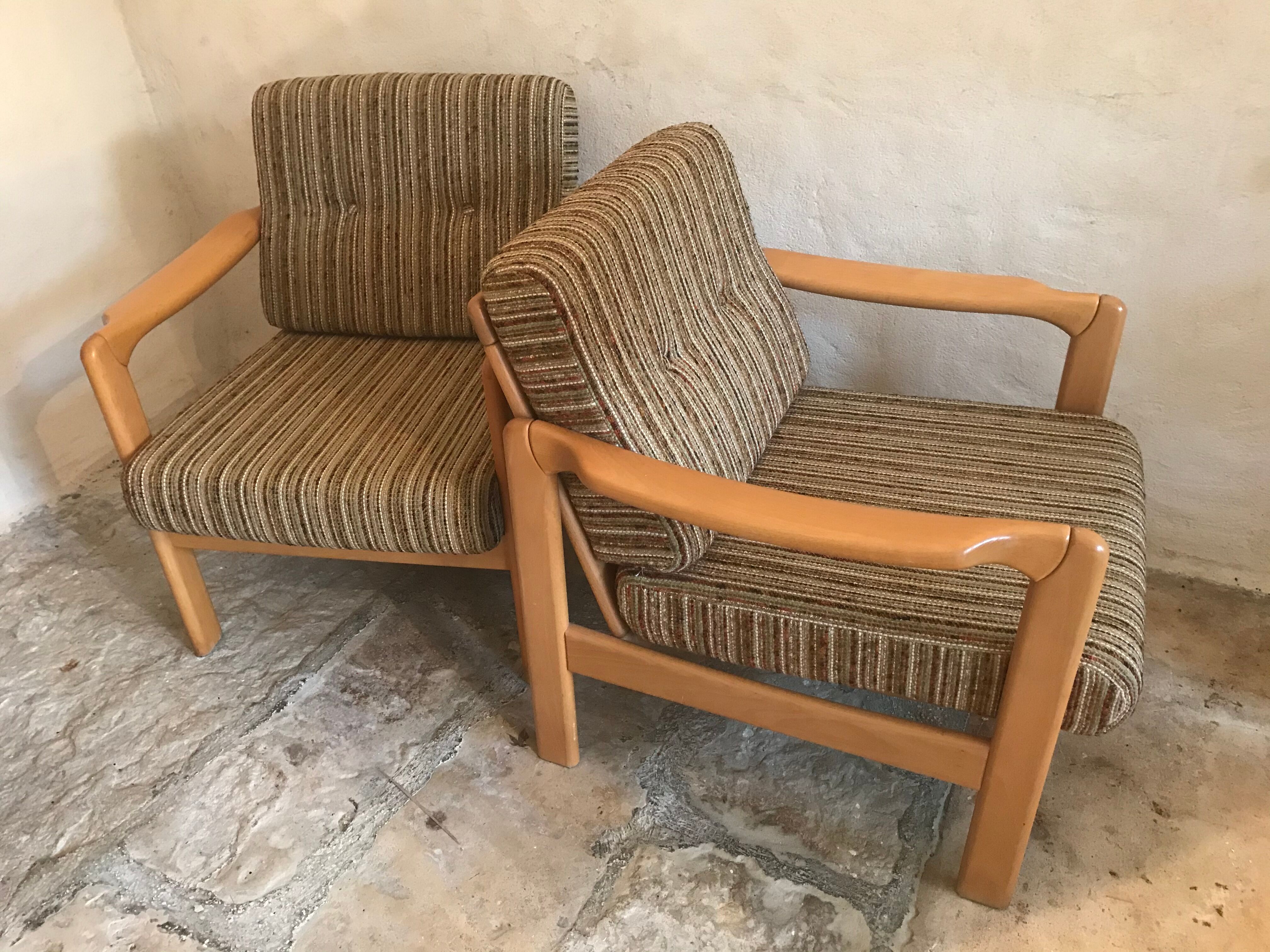 Pair of vintage armchairs midcentury Walter Knoll