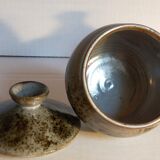 Duo of potter's pots covered in vintage glazed stoneware
