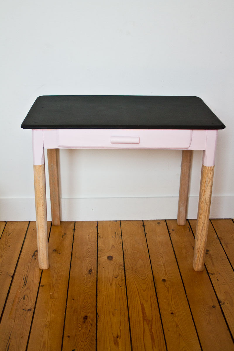 Pink and slate desk