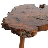Vintage Rustic Side Table Root Wood Tree Trunk Tripod Coffee Table