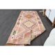 1970s Turkish Oushak Handmade Wool Cotton Pink Runner Rug 98x327