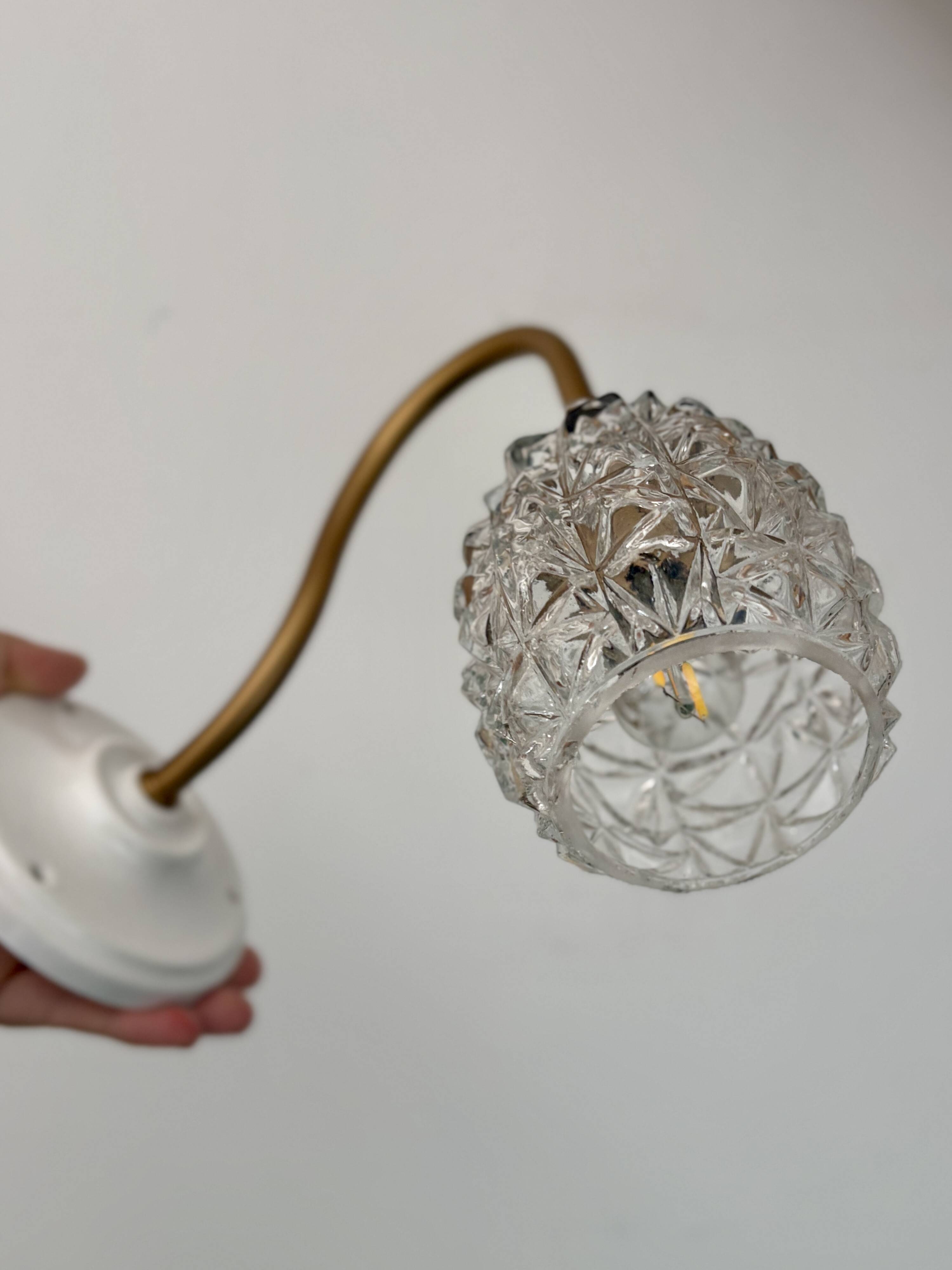 Vintage moulded glass tulip swan neck wall light