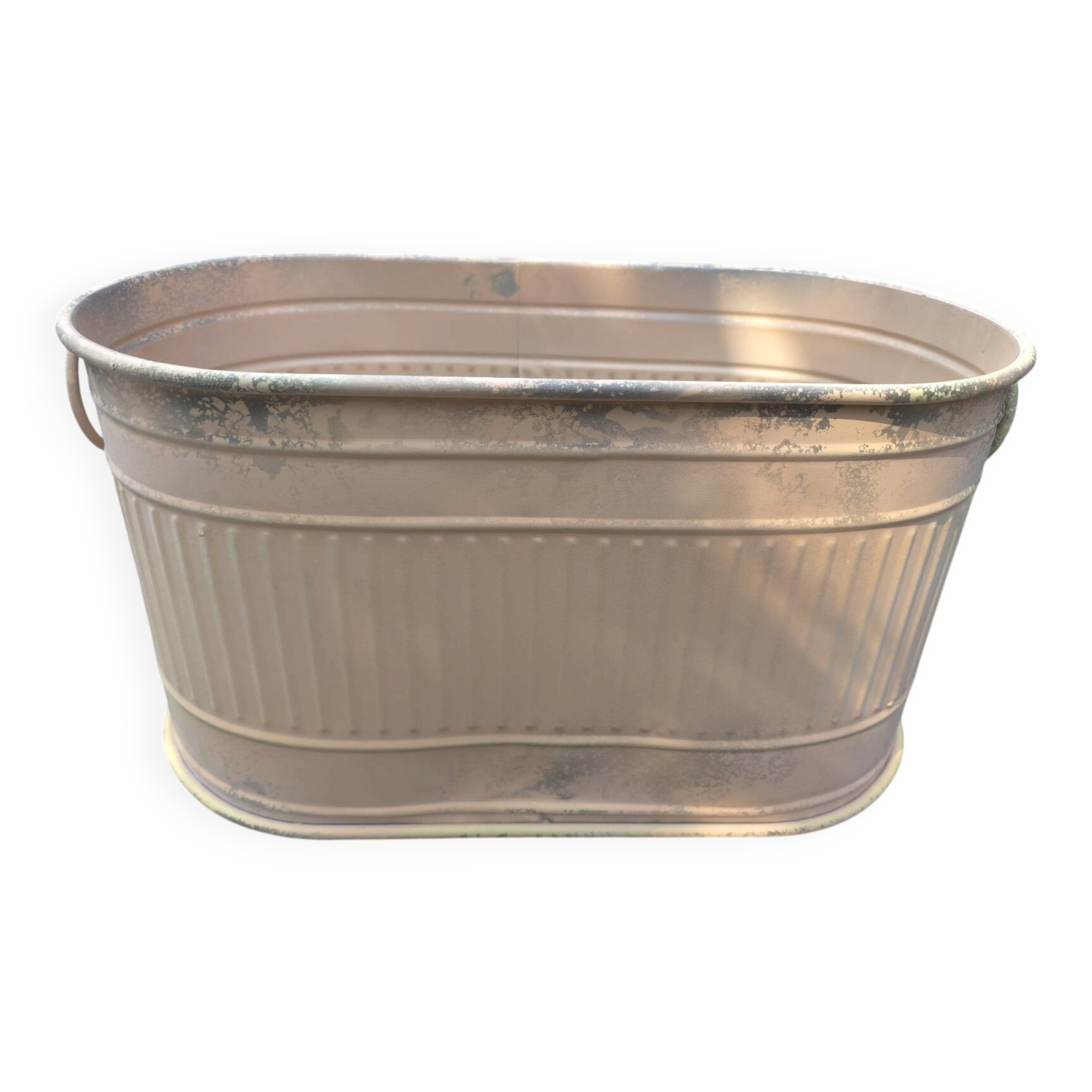 Patinated zinc planter