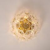 Sputnik ceiling light in floral glass and brass, Germany, 1960s.