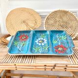 Glazed ceramic dish with flowers 50s