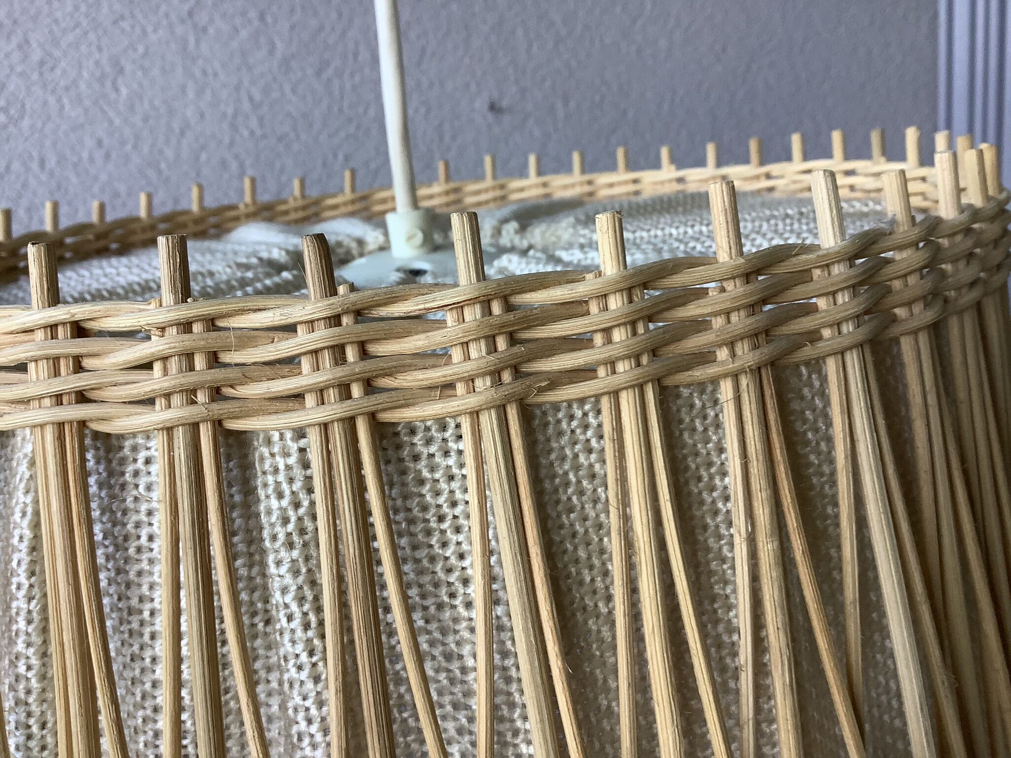 Boho chic rattan and burlap pendant light