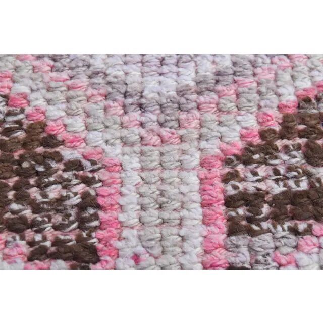 Vintage Turkish Oushak pink handmade wool runner rug 82x311
