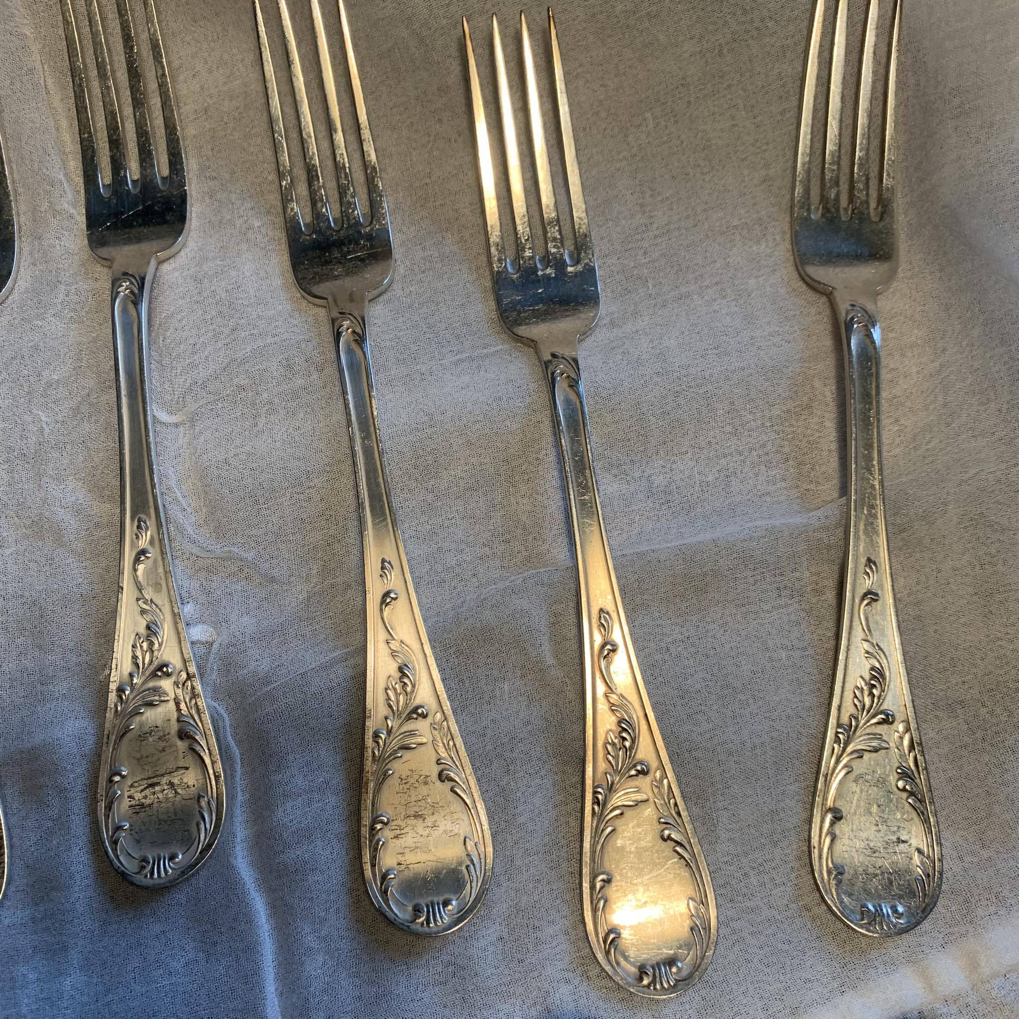 Set of hallmarked silver-plated spoons and forks