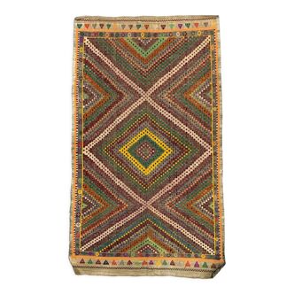 Large Vintage Turkish Kilim Rug 330x193 cm Wool Jajim Kelim