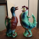 Zoomorphic pitchers Duck and rooster