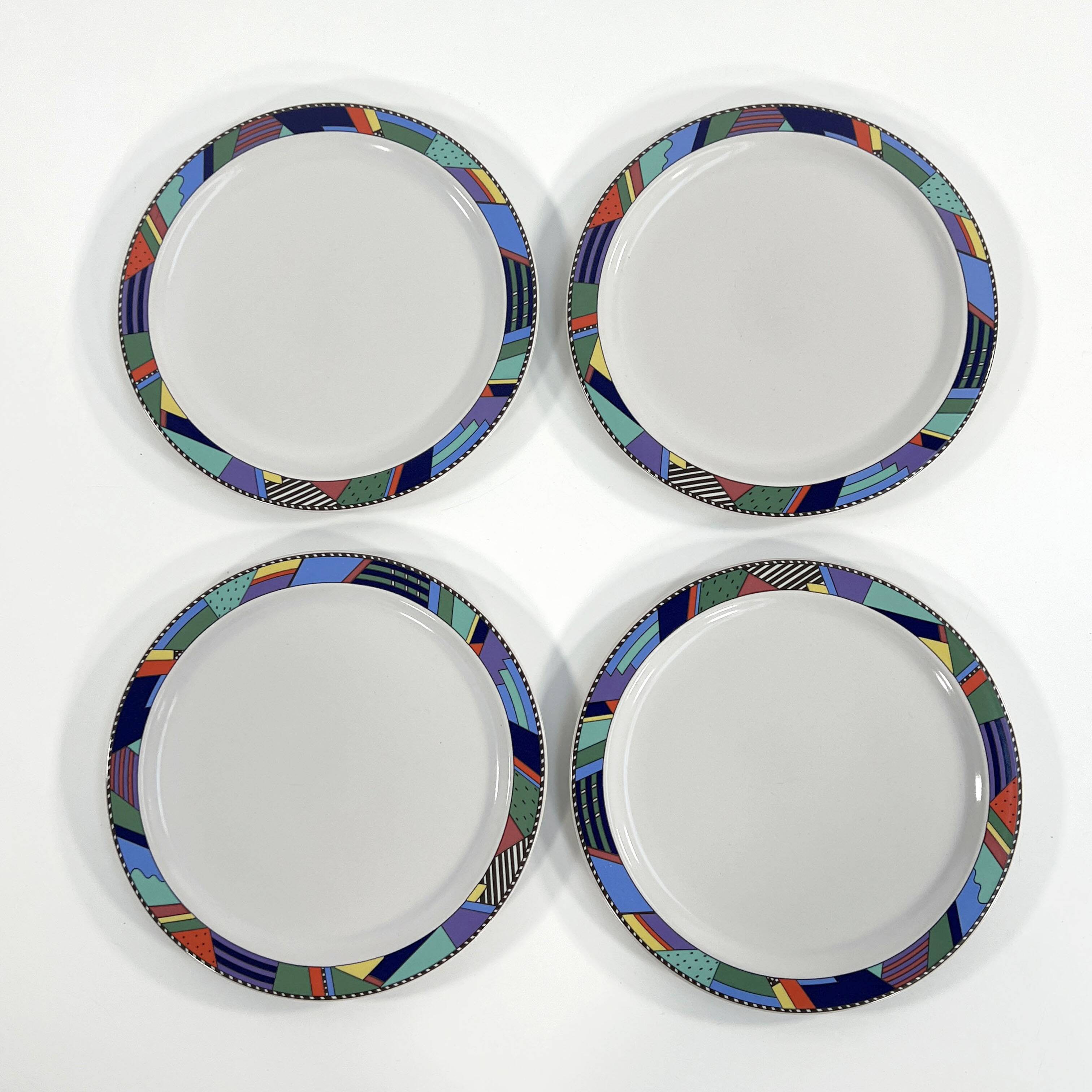 Lot de 4 assiettes Scenario Metropol de Barbara Brenner pour Rosenthal, 90
