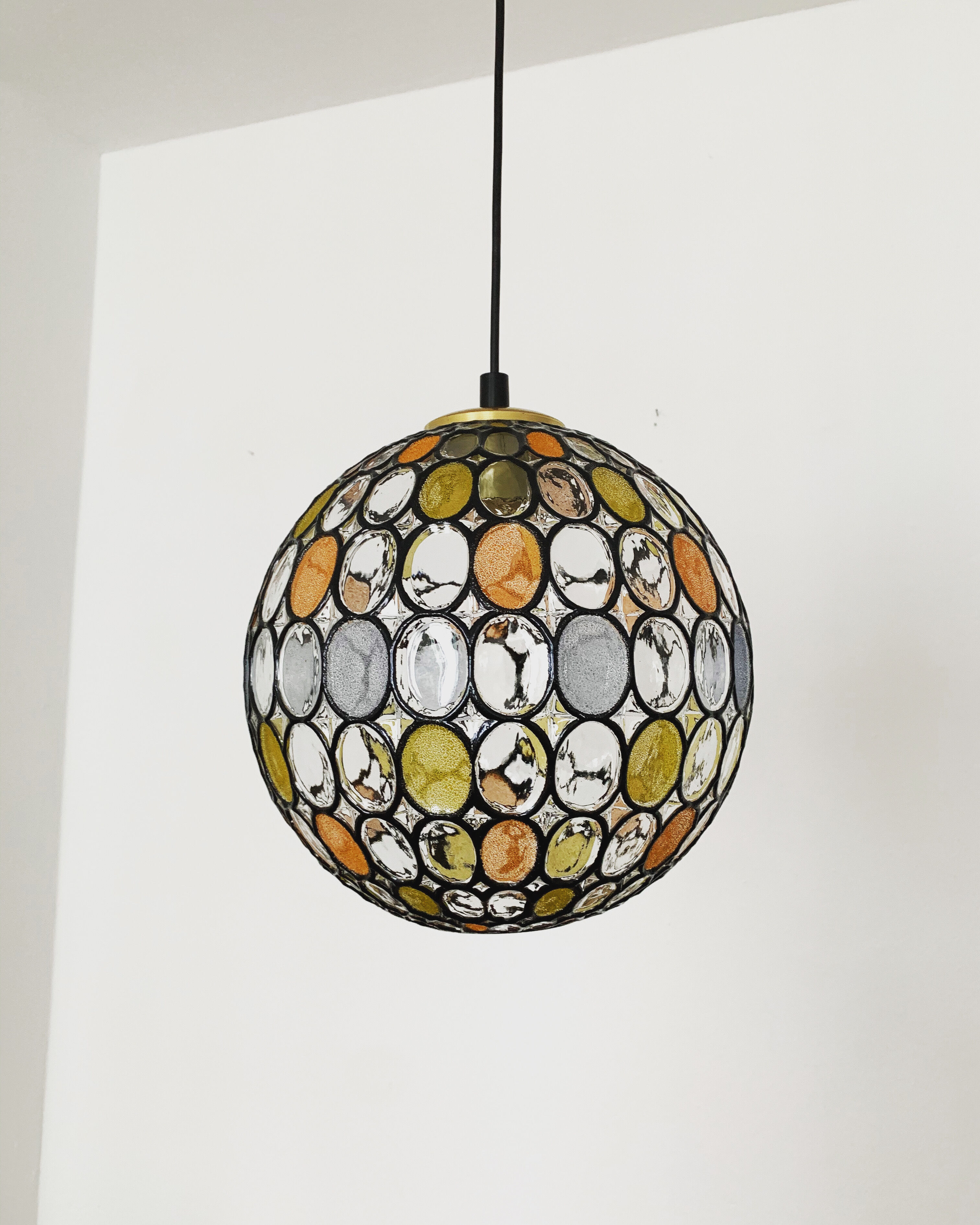 Colourful glass pendant lamp by Glashütte Limburg