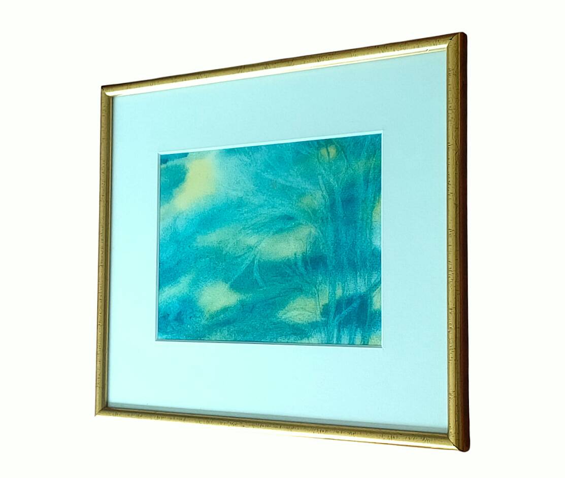 Illegible signature painting – Grease pencil – Fairytale landscape – Vintage 1970