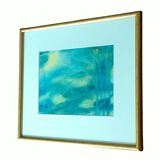 Illegible signature painting – Grease pencil – Fairytale landscape – Vintage 1970