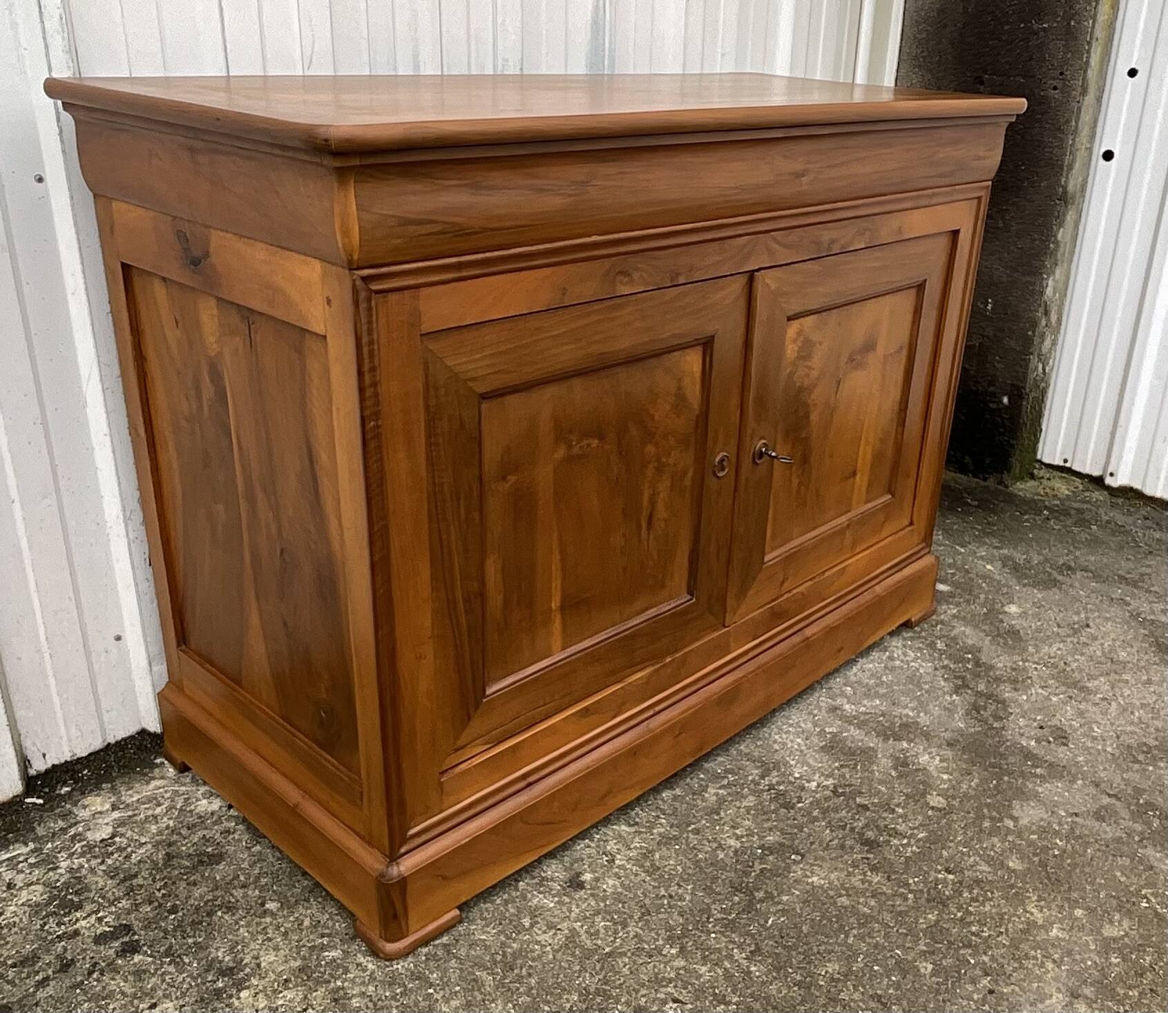 Sideboard and chest in burr walnut, late 19th century, Louis Philippe