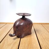 Elephant candle holder patinated metal