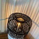 Opaline and rattan laying lamp