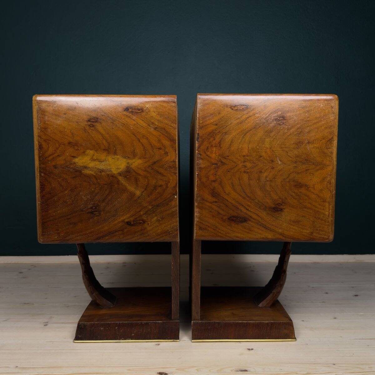 Vintage wooden bedside tables, Italy, 1950s, set of 2.