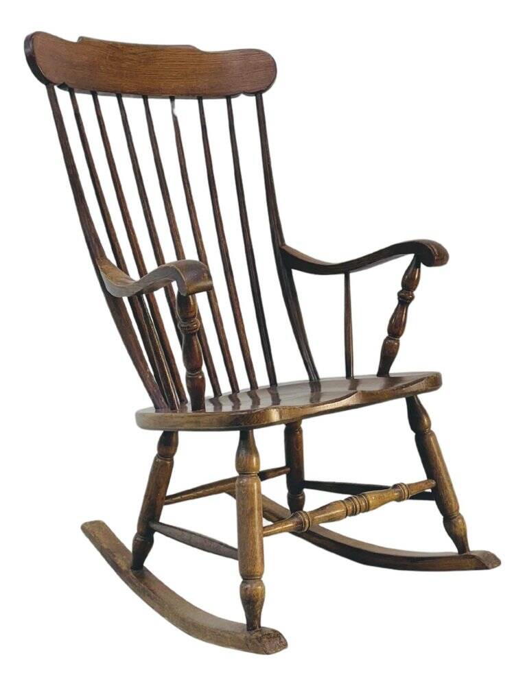 Vintage rocking chair in oak by Den Ouden, The Netherlands, 1975.