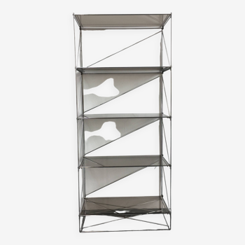 Metal and smoked glass shelf Isocèle model by Max Sauze